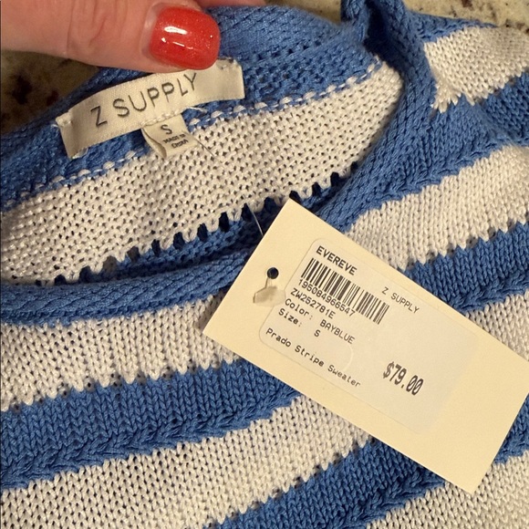 NEW Prado Blue & White Stripe Sweater by Z Supply - Size Small - Picture 8 of 8